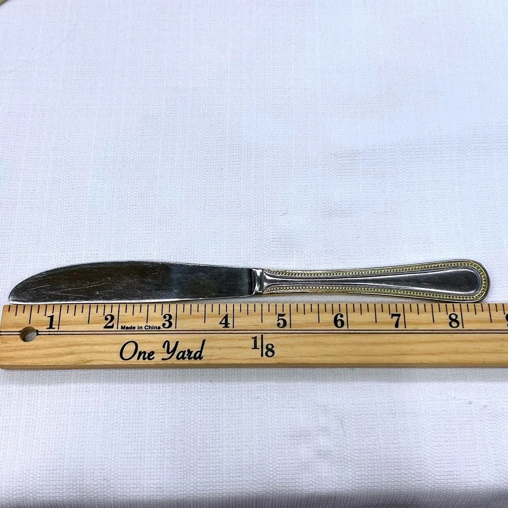 3pc International Silver Royal Bead Gold Dinner Knives 9